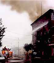 fire, smoke & water damage in a computer systems dept.
